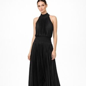 1. State Black Pleated Halter Dress